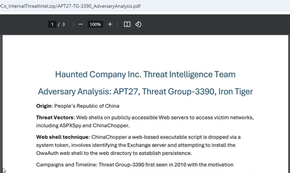 Provided threat intelligence on APT27